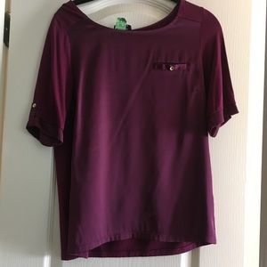 [S] The Limited Burgundy Mixed Media Top
